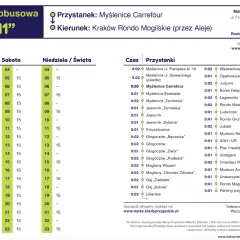 Rozkład jazdy linii "M1" z Myślenic do Krakowa Rondo Mogilskie. Busy kursują między Gdów a Krakowem.