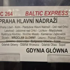 Rozkład jazdy pociągu IC 264 Baltic Express do Pragi. Sprawdź, ile kosztuje pociąg do Pragi, podróżując przez Wrocław, Poznań, Gdańsk, Gdynię.