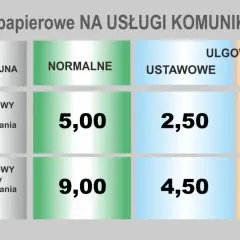 Nowe ceny biletów MPK Stary Sącz: przesiadkowe 60 min (5,00/2,50/2,90 zł), 4h (9,00/4,50/5,20 zł).