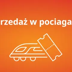 Sprzedaż w pociągach: czy można kupić bilet w pociągu? Ikona pociągu i biletu.