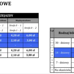 Tabela z cenami biletów jednorazowych i okresowych. Sprawdź hopper cen biletów na przejazdy w różnych strefach.