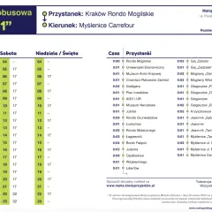 Rozkład jazdy autobusu m bus Kraków, linia „M1”, kierunek Myślenice Carrefour. Sprawdź godziny odjazdów.