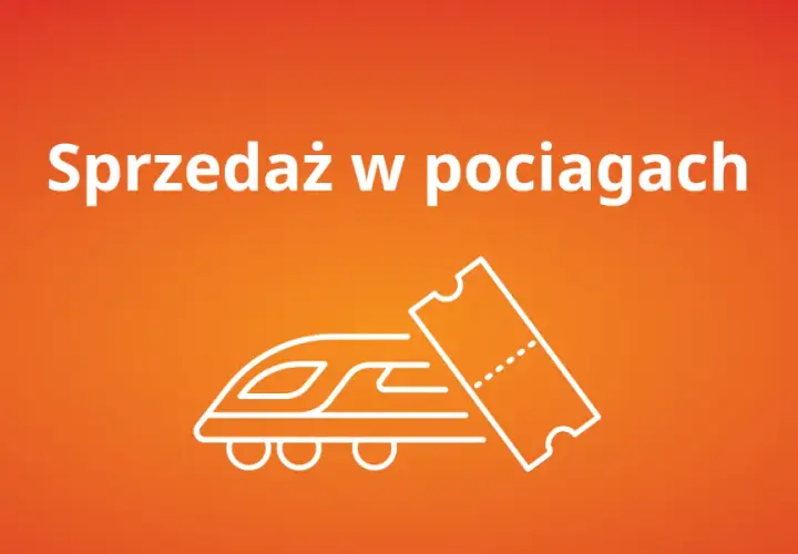 Sprzedaż w pociągach: czy można kupić bilet w pociągu? Ikona pociągu i biletu.