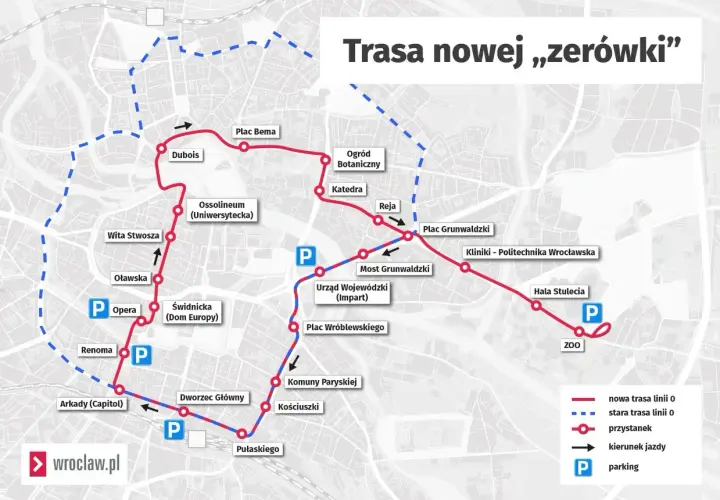 Mapa nowej trasy tramwajowej "zerówki" we Wrocławiu. Zobacz, jak zmienił się przebieg linii 0.