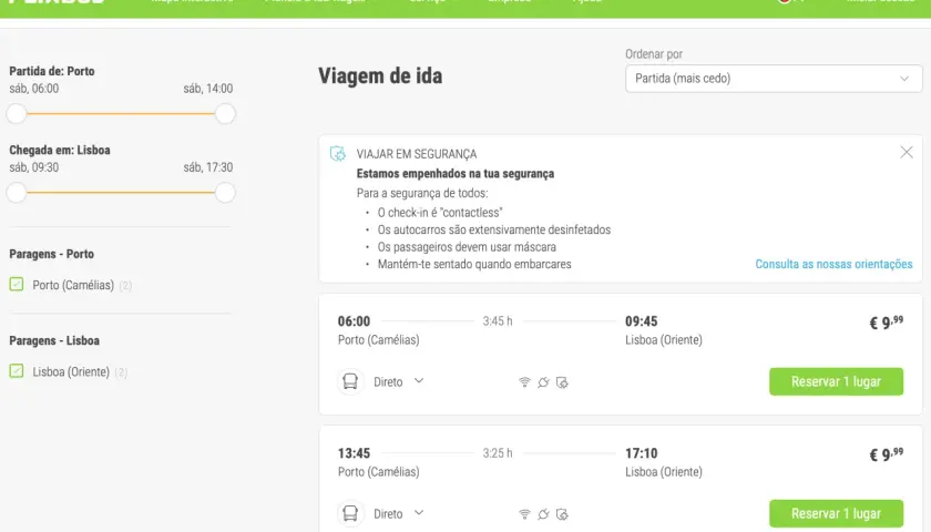 Szukasz połączenia Porto Lizbona? Strona FlixBus pokazuje dostępne kursy autobusowe, ceny i czasy podróży.