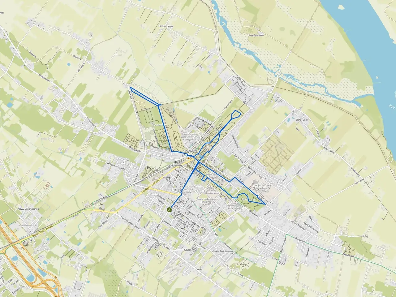 Trasa rowerowa z Torunia do Ciechocinka, prowadząca przez malownicze tereny i uzdrowiskowe zakątki.