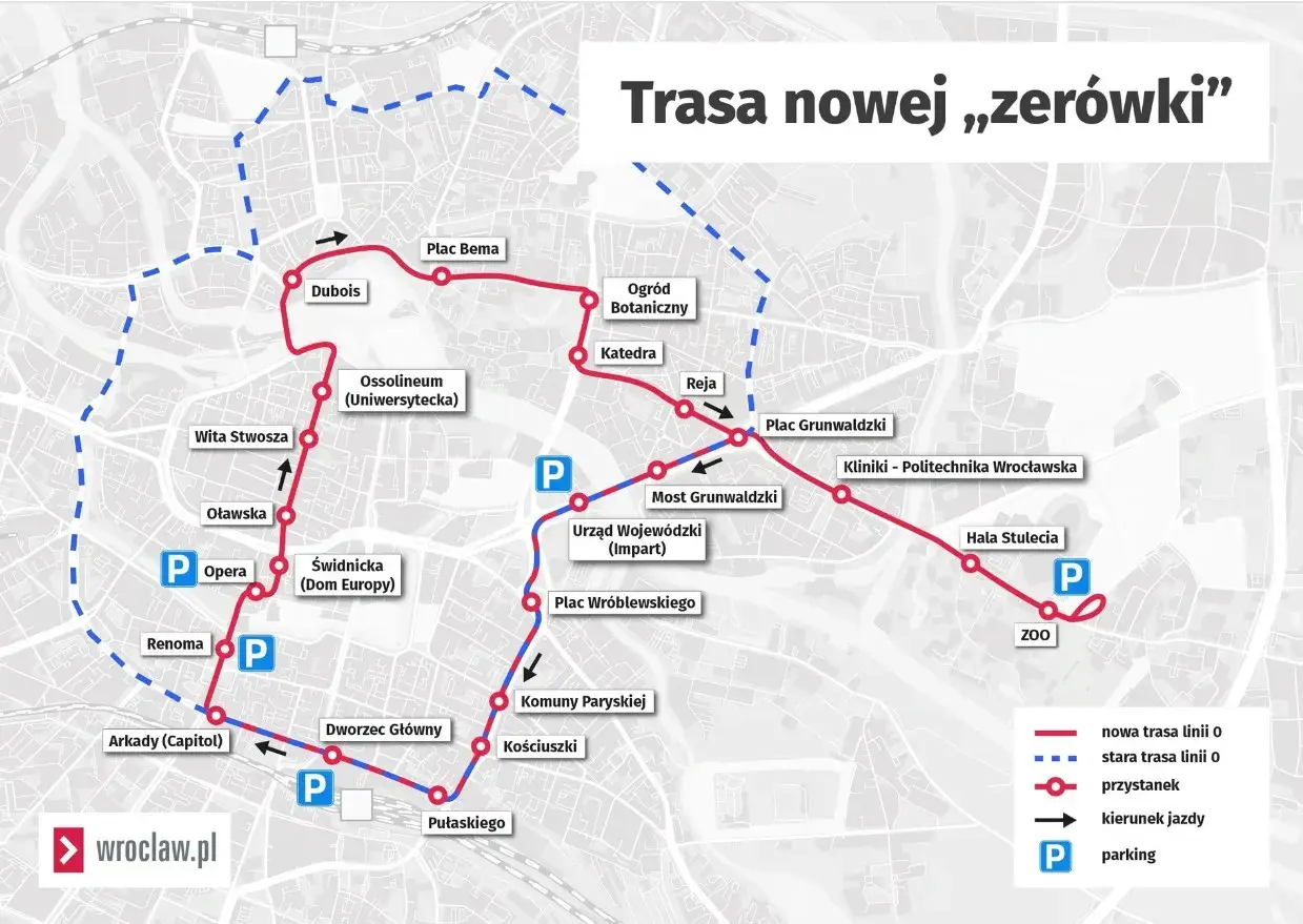 Mapa nowej trasy tramwajowej "zerówki" we Wrocławiu. Zobacz, jak zmienił się przebieg linii 0.