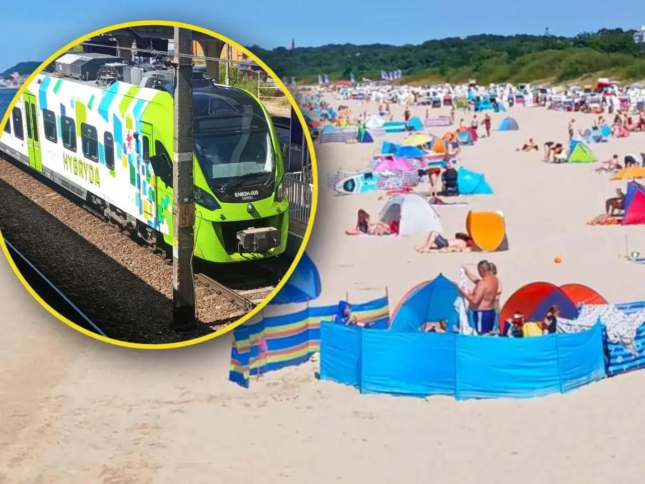 Pociągiem nad morze! Hybrydowy skład czeka, by zabrać Cię na plażę pełną słońca i wypoczynku.