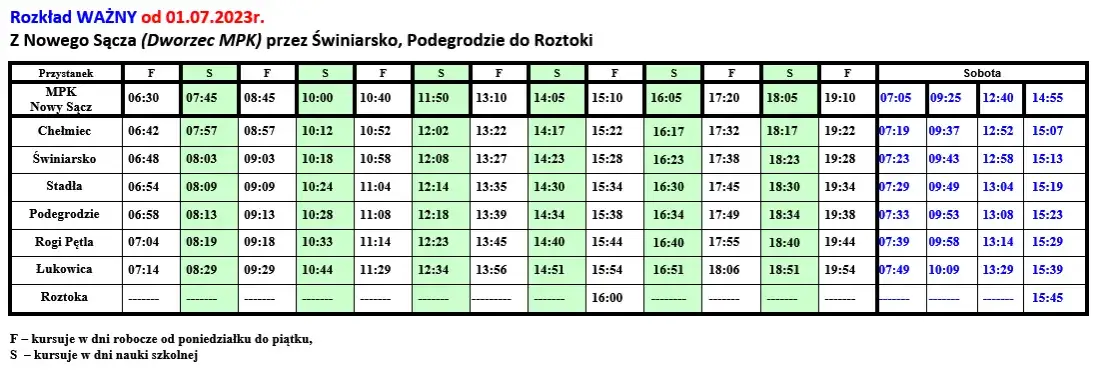 Zdjęcie Rozkład jazdy DAREK BUS - nie przegap ważnych kursów między Szczawą a Nowym Sączem